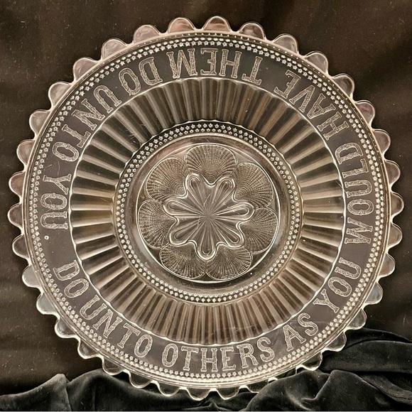 McKee and Brothers Bread Plate Glass EAPG 1880’s Golden Rule Dinner Meal Foodie - Picture 5 of 13